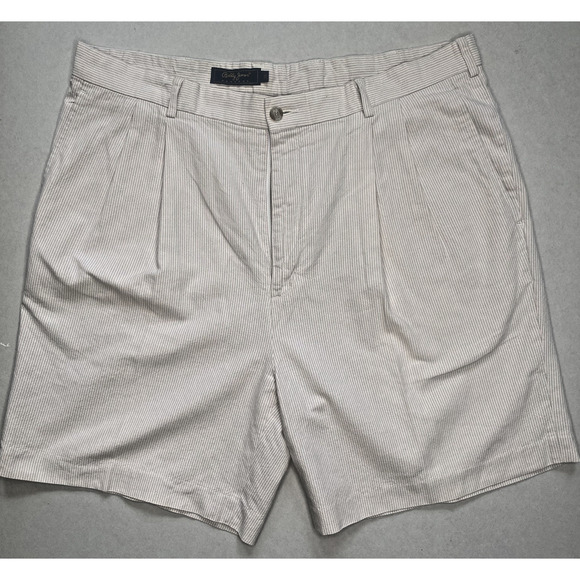 Bobby Jones Shorts Mens Size 38 Cream Tan Stripe Nautical Preppy Old Money - Picture 9 of 9